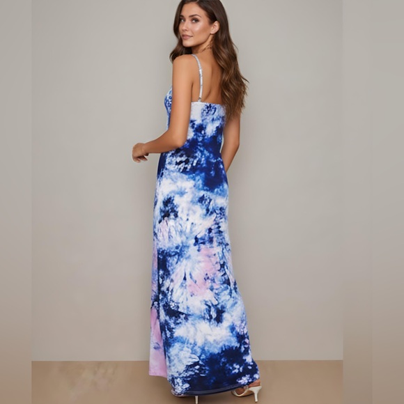 Blue Boho Tie Dye Cami Dress - Picture 5 of 7